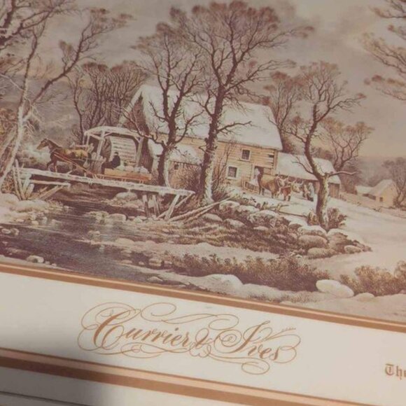 Vintage Currier and Ives Winter Scenes Plastic Coated Placemats - Picture 3 of 10